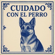 Cuidado con el perro pastor alemán vintage