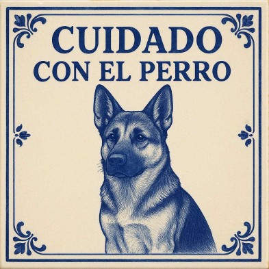 Cuidado con el perro pastor alemán vintage