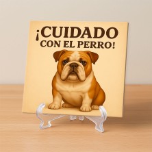 Cuidado con el perro bulldog gracioso