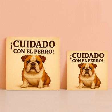 Cuidado con el perro bulldog gracioso