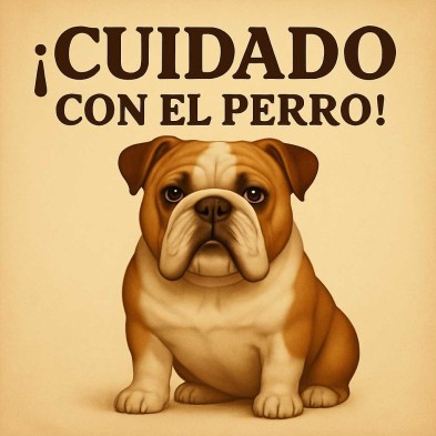 Cuidado con el perro bulldog gracioso
