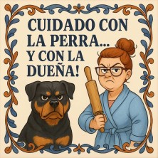 Cuidado con la perra y la dueña gracioso