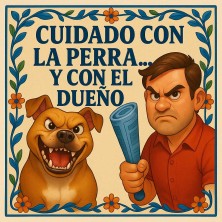 Cuidado con la perra y el dueño gracioso