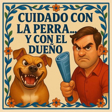 Cuidado con la perra y el dueño gracioso