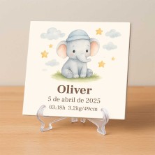 Azulejo nacimiento personalizado elefante