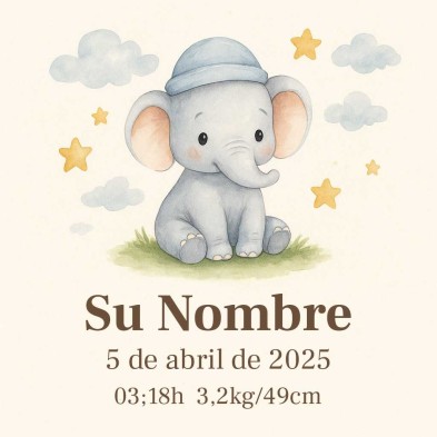Azulejo nacimiento personalizado elefante
