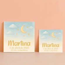 Azulejo nacimiento personalizado luna y estrellas