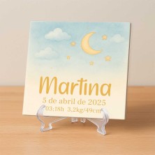 Azulejo nacimiento personalizado luna y estrellas