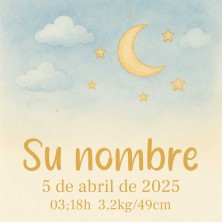 Azulejo nacimiento personalizado luna y estrellas